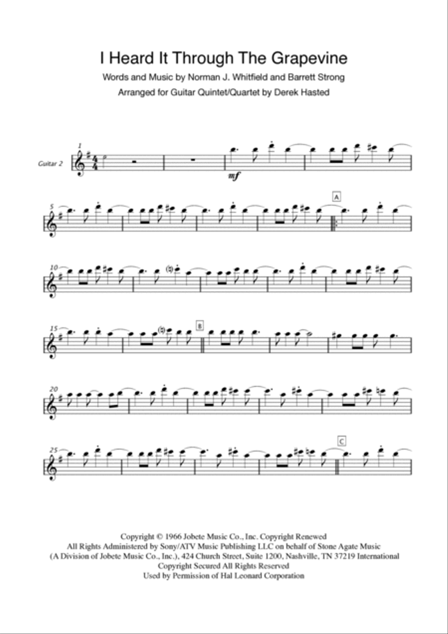 I Heard It Through The Grapevine Guitar Ensemble scores gallery preview page 5