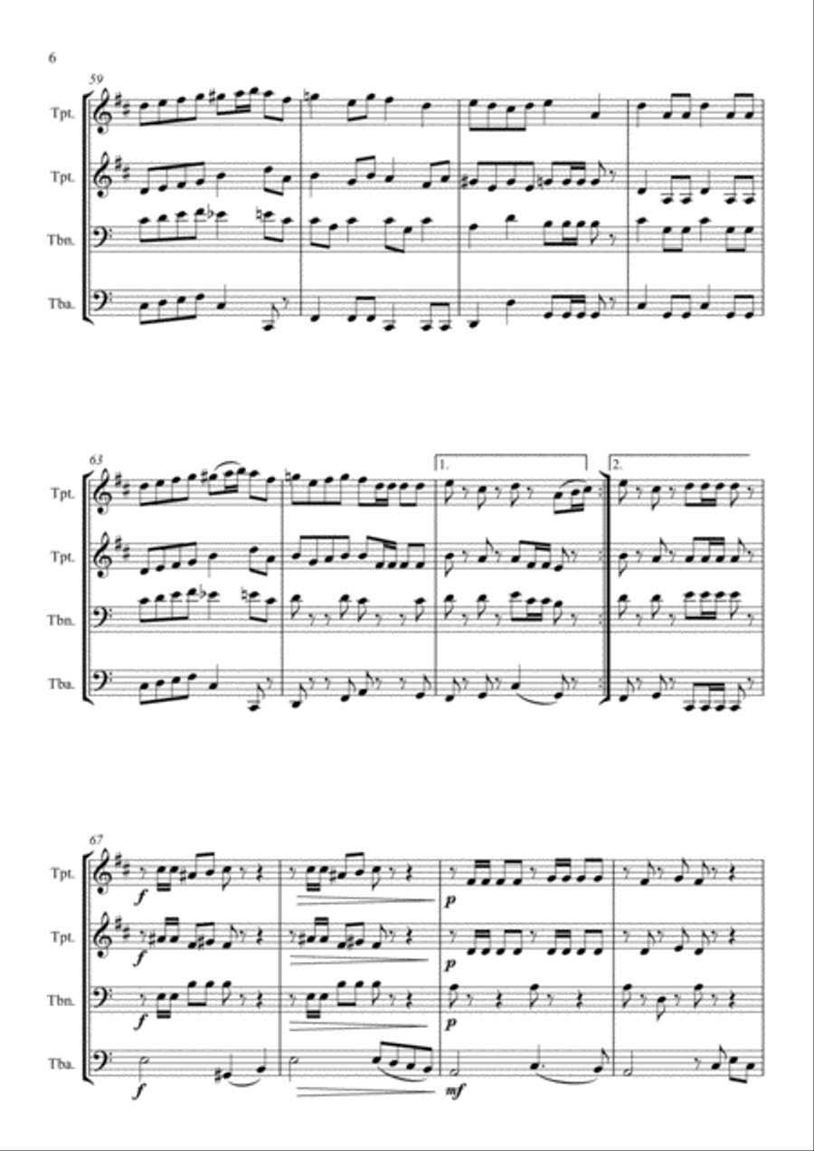 Marching Rondo (Brass Quartet) Brass Quartet scores gallery preview page 6