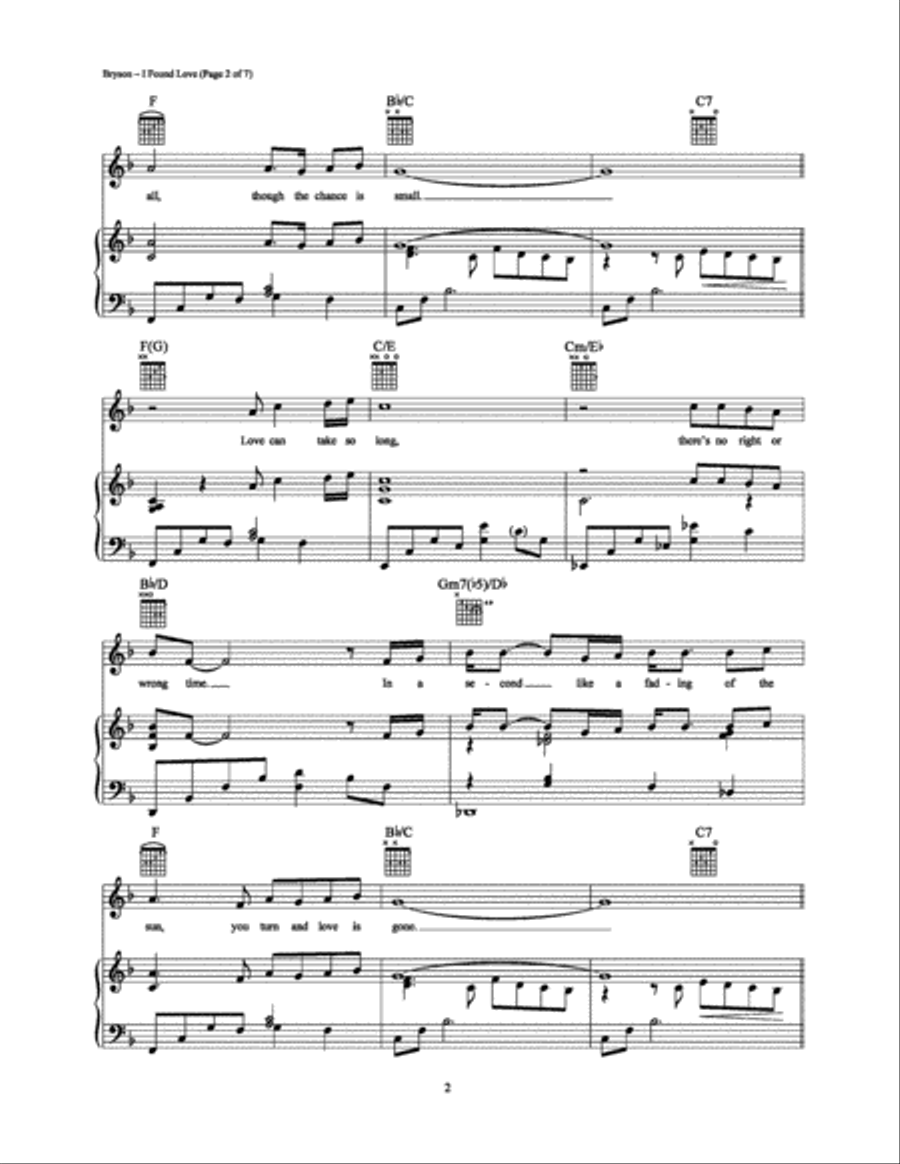 I Found Love Piano, Vocal, Guitar scores gallery preview page 2