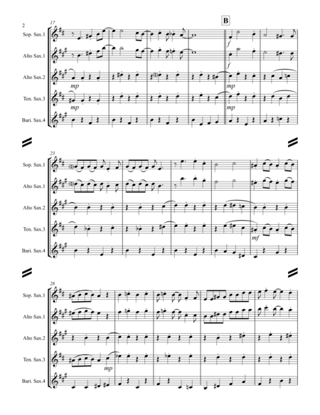 Sing-along Medley #2 (for Saxophone Quartet SATB or AATB) image number null