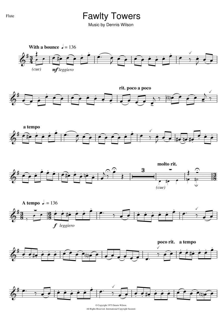 Fawlty Towers Flute Solo scores gallery preview page 1