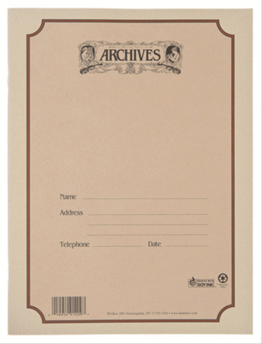 Archives Spiral Bound Manuscript Paper Book, 12 Stave, 48 Pages