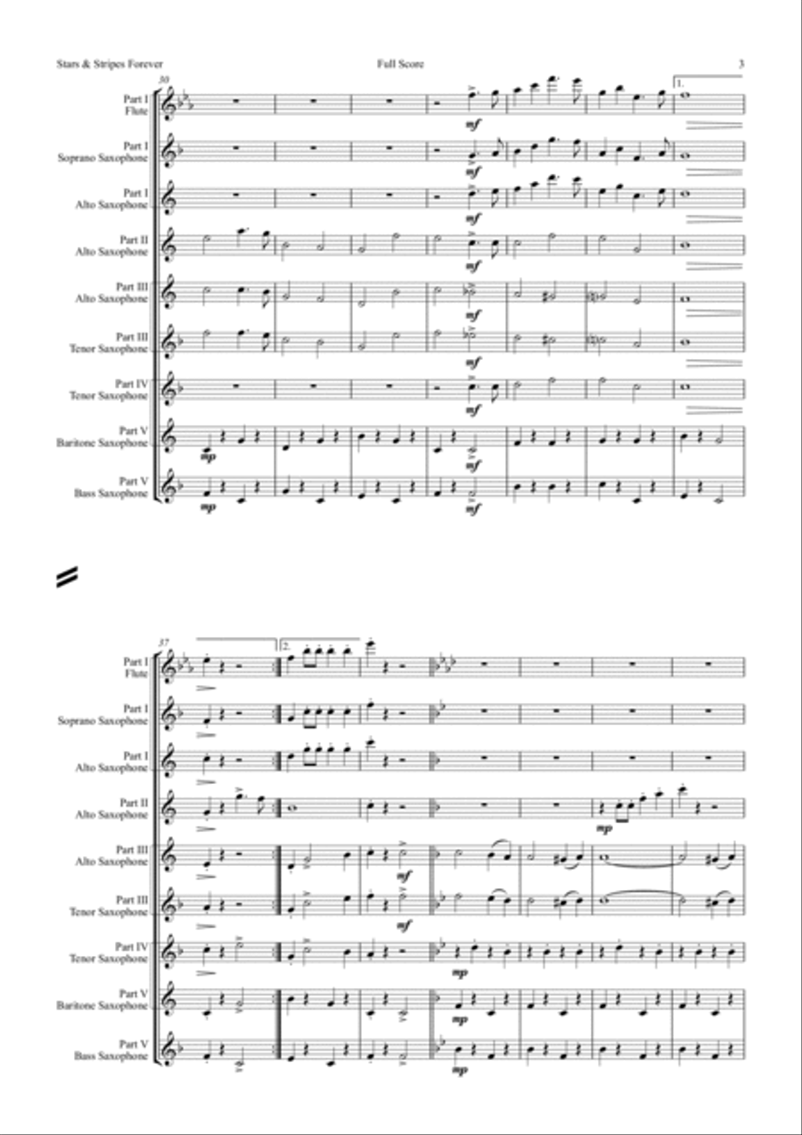 Stars and Stripes forever - Sousa - Saxophone Quintet Saxophone Quintet scores gallery preview page 3