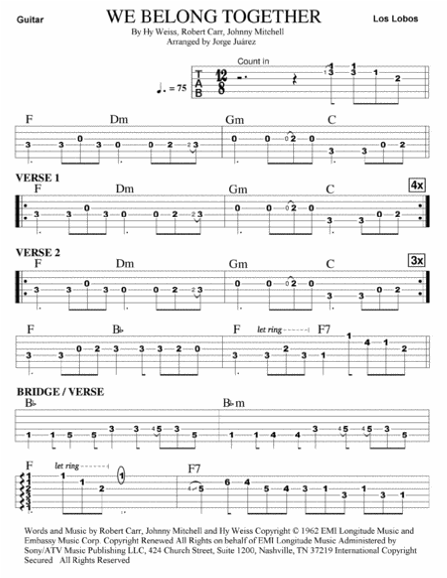 We Belong Together Classical Guitar scores gallery preview page 1