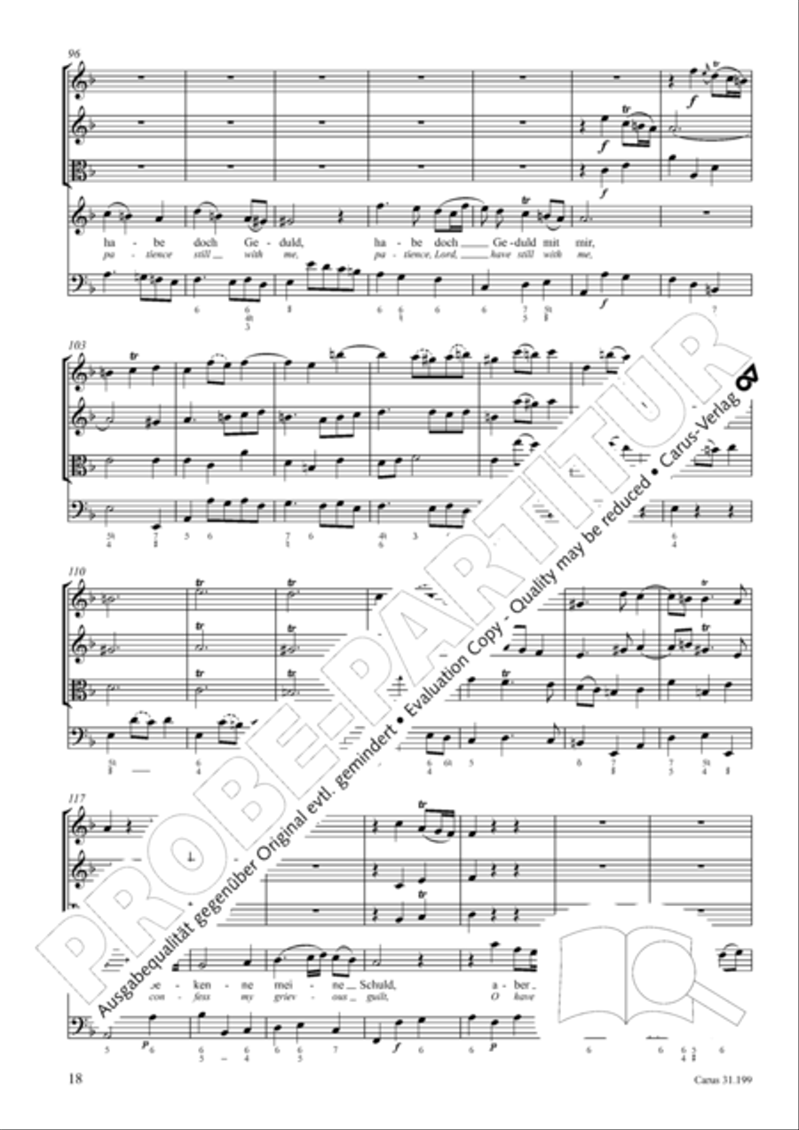 My heart is bathed in blood (Mein Herze schwimmt im Blut) Piccolo scores gallery preview page 19