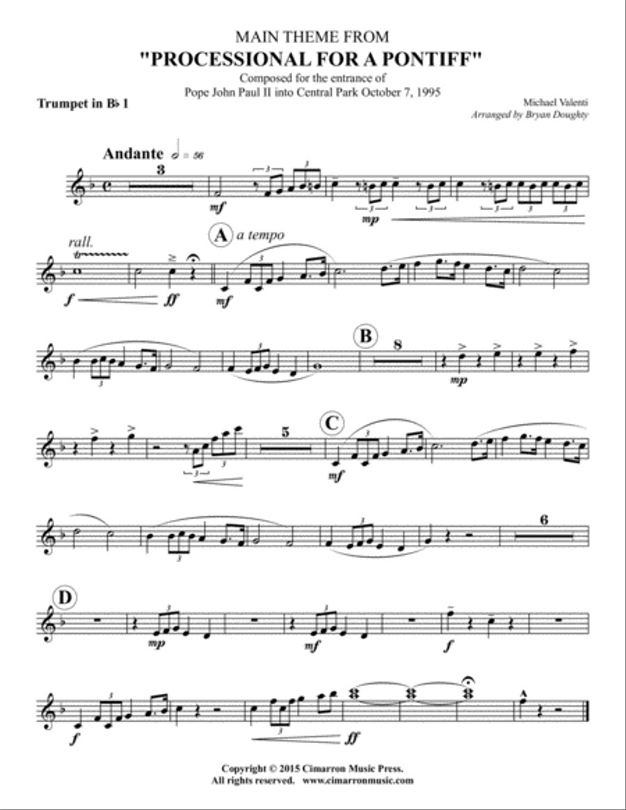 Processional for a Pontiff Brass Quintet scores gallery preview page 5