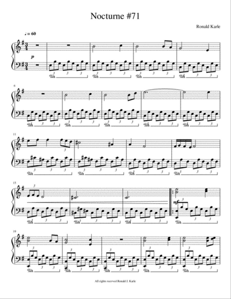 Nocturne #71 by Ronald J. Karle Piano Method scores gallery preview page 2