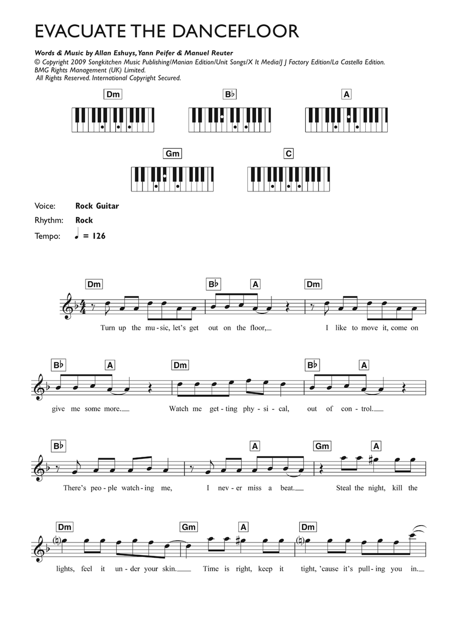 Evacuate The Dancefloor Piano Solo scores gallery preview page 1