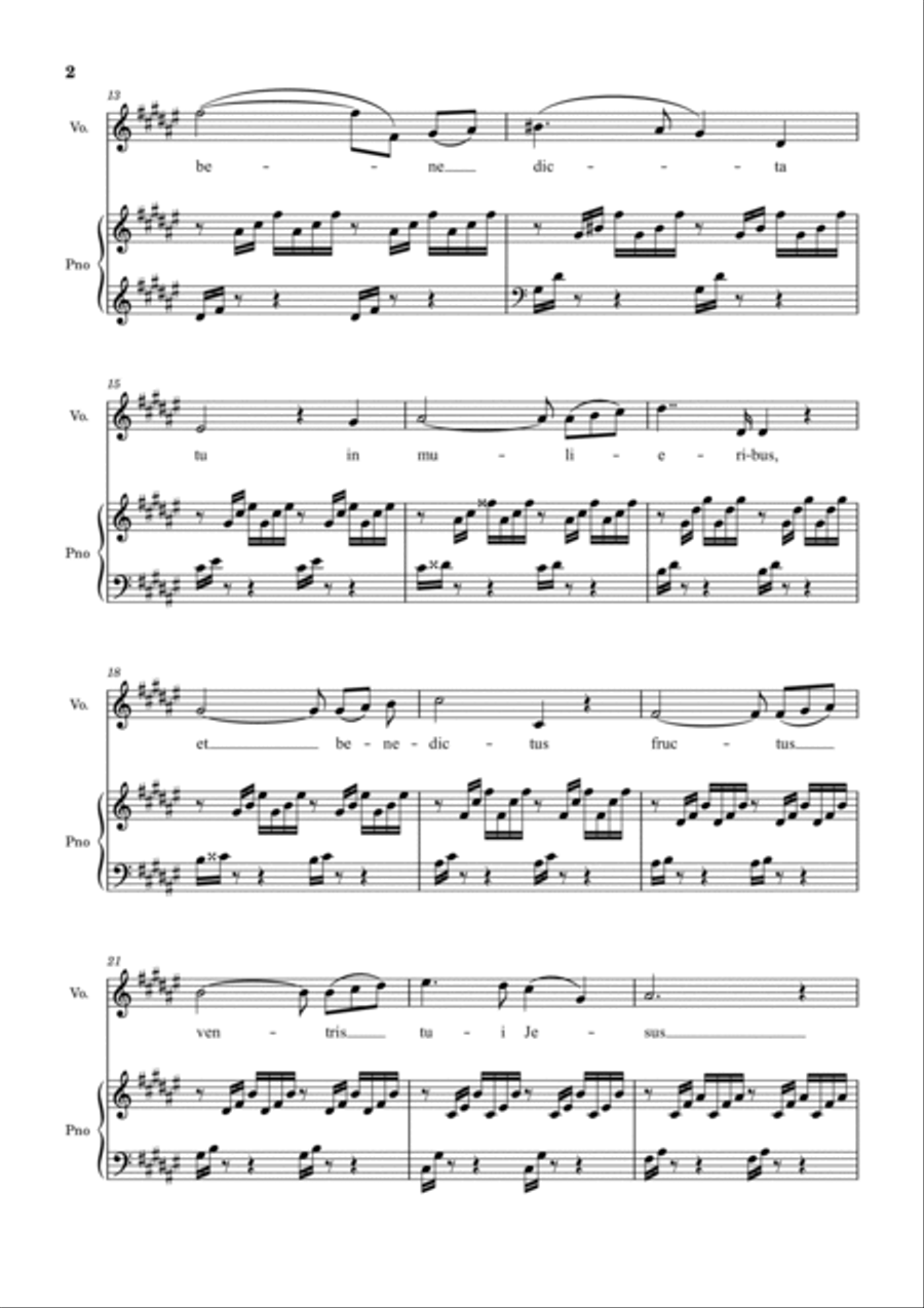 Ave Maria (Bach-Gounod) in F# Major for Piano and Voice Ave Maria (Bach-Gounod) in F# Major for Piano and Voice Voice scores gallery preview page 2