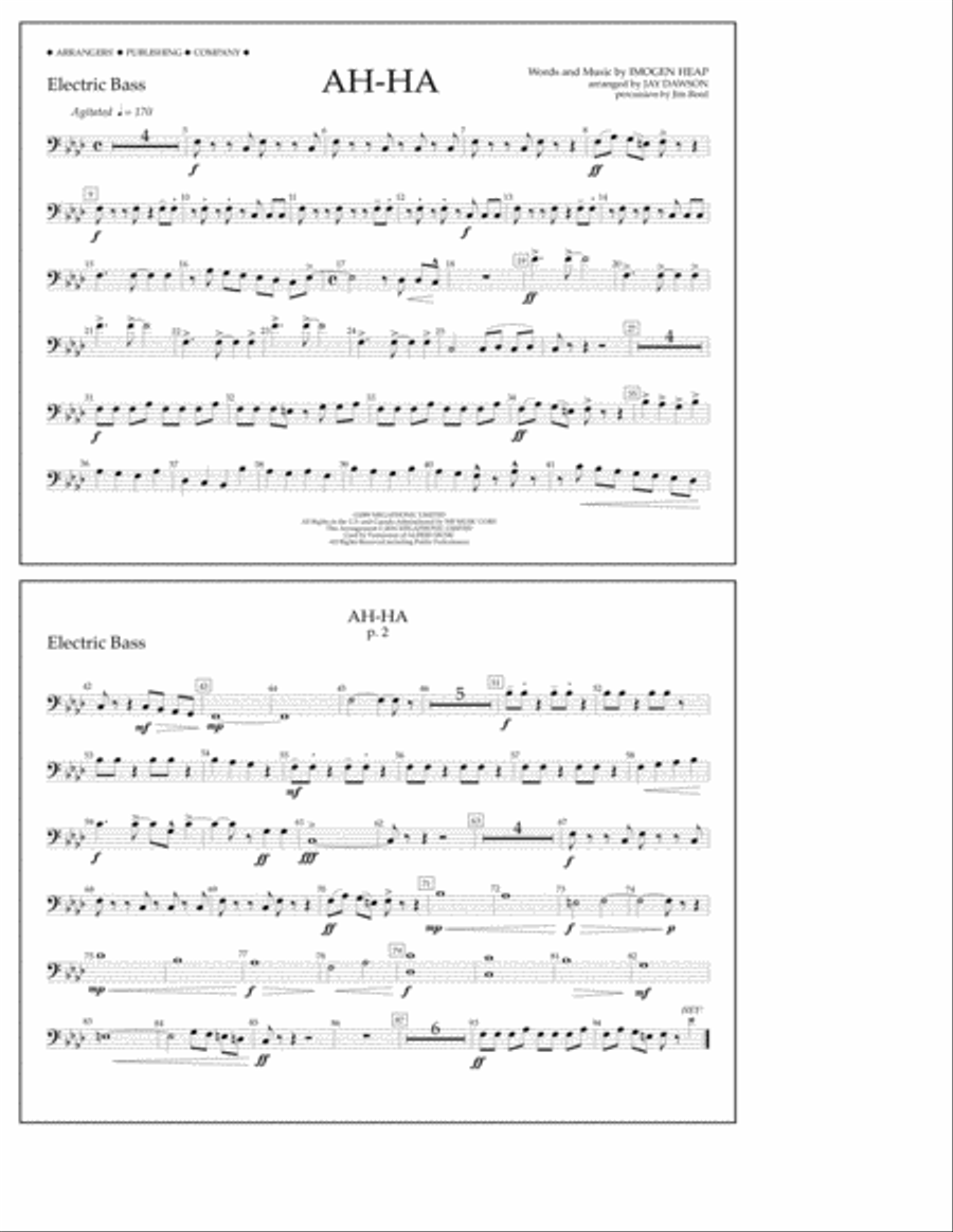 Ah-ha - Electric Bass Marching Band scores gallery preview page 1