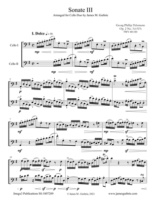 Telemann: Sonata Op. 2 No. 3 for Cello Duo