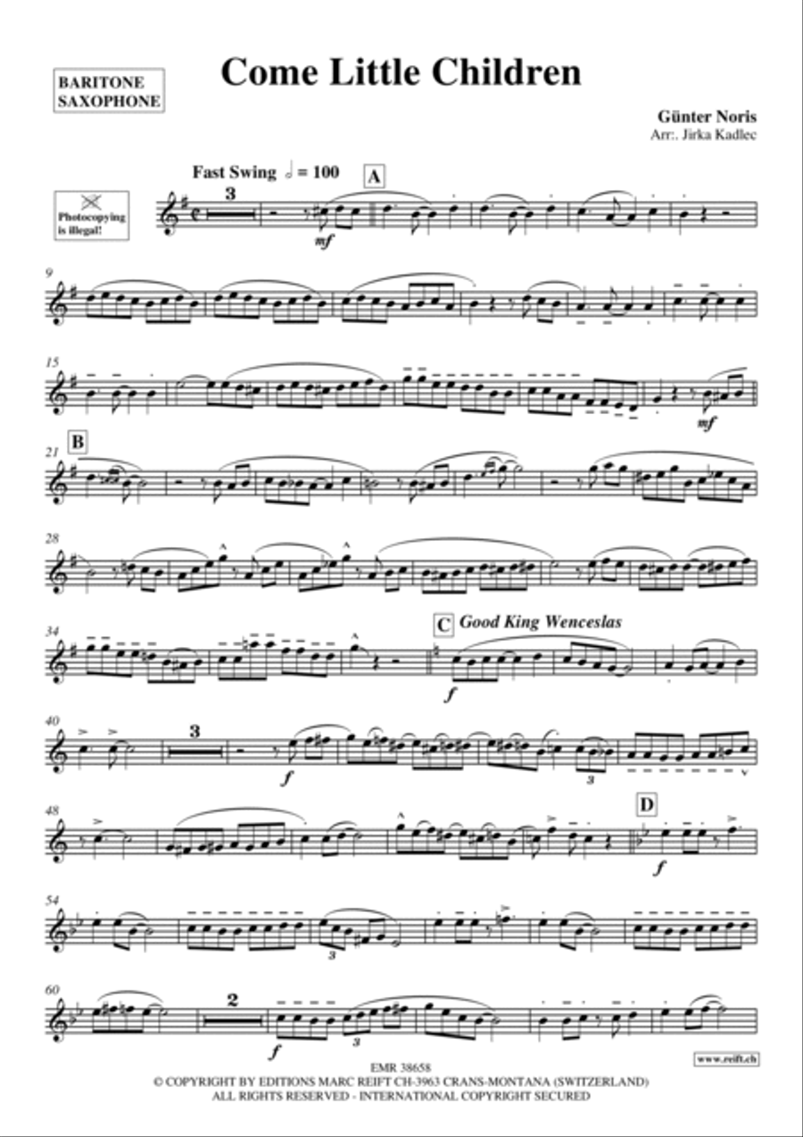 Come Little Children Baritone Saxophone scores gallery preview page 2
