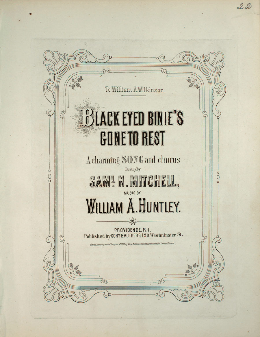 Black Eyed Binie's Gone to Rest. A Charming Song and Chorus