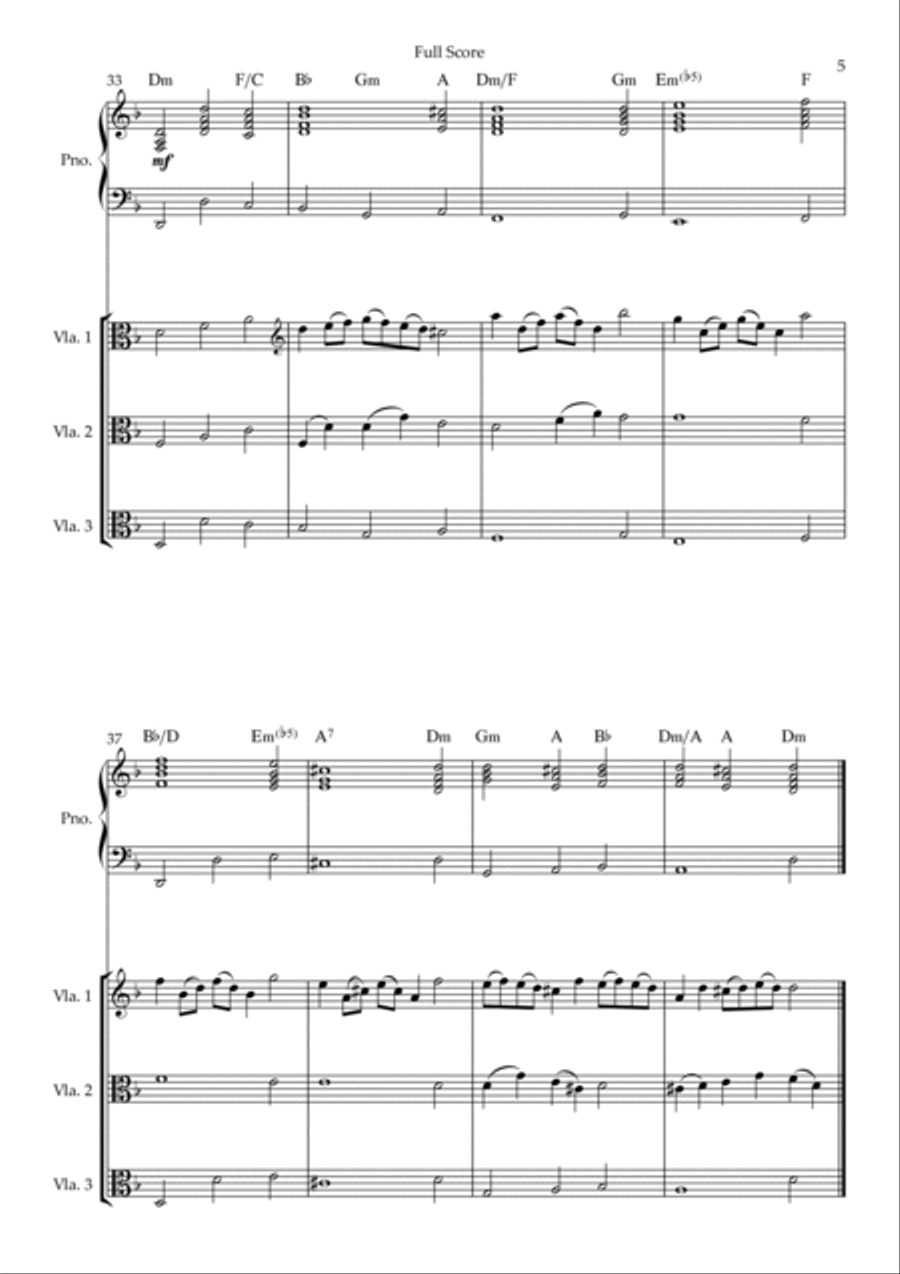 Rondeau (from Abdelazer) for Viola Trio and Piano Accompaniment with Chords Piano Quartet scores gallery preview page 5