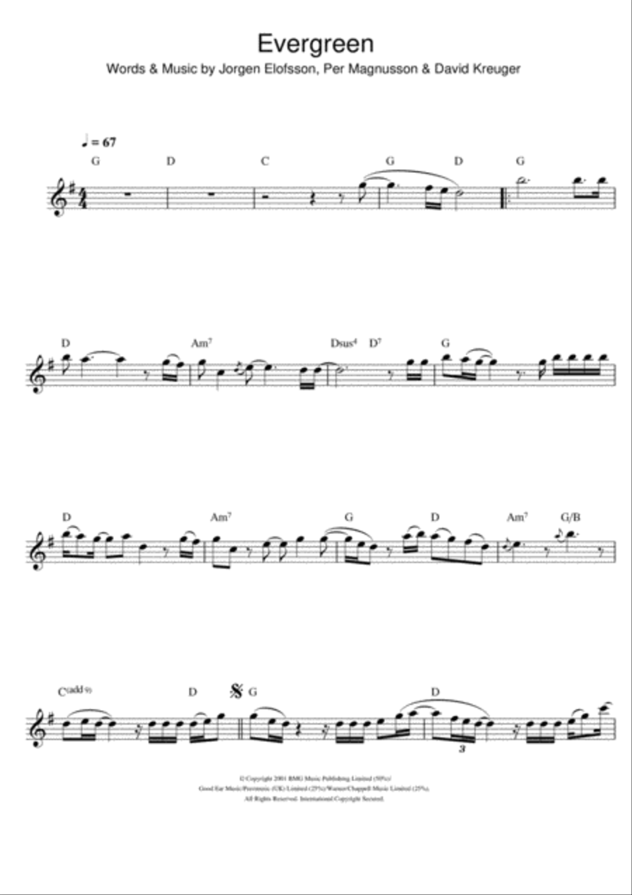 Evergreen Flute Solo scores gallery preview page 1