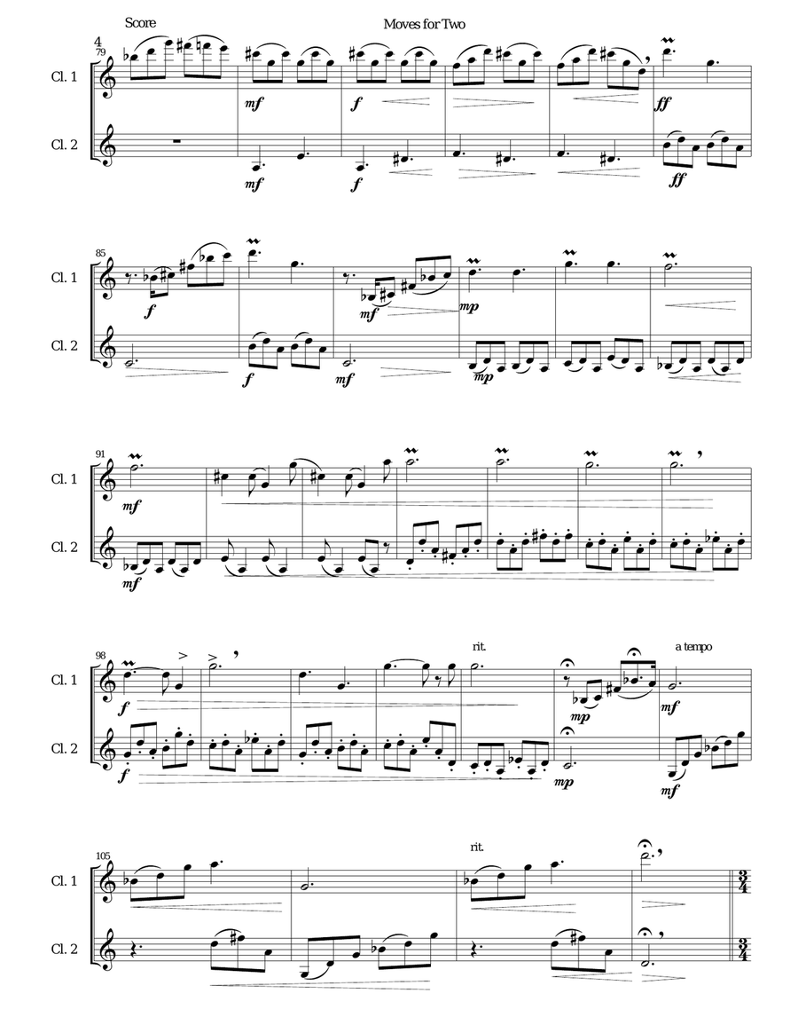 Moves for Two for 2 B flat clarinets Clarinet Duet scores gallery preview page 4