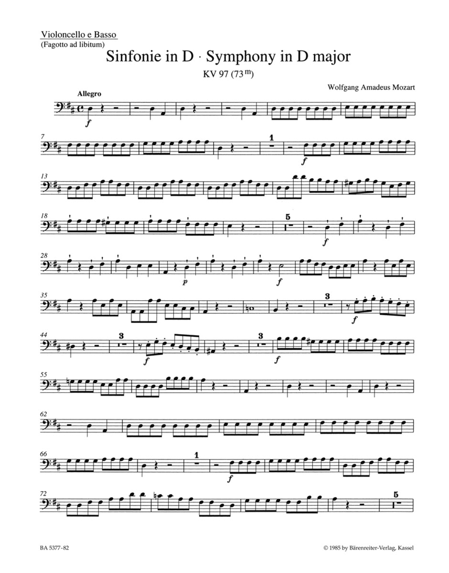 Symphony, No. 47 D major, KV 97 (73m)