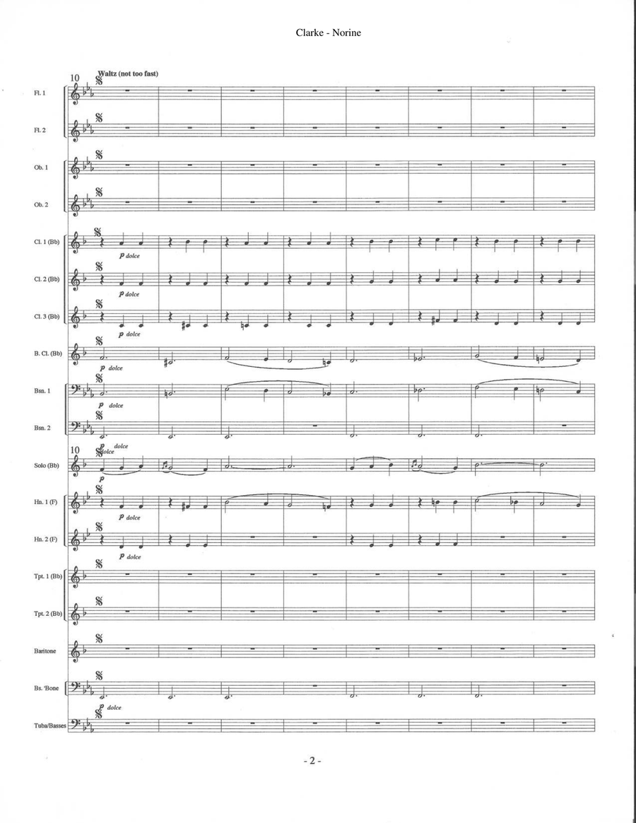 Norine - Waltz for Solo Cornet or Trumpet & Wind Ensemble Concert Band scores gallery preview page 3