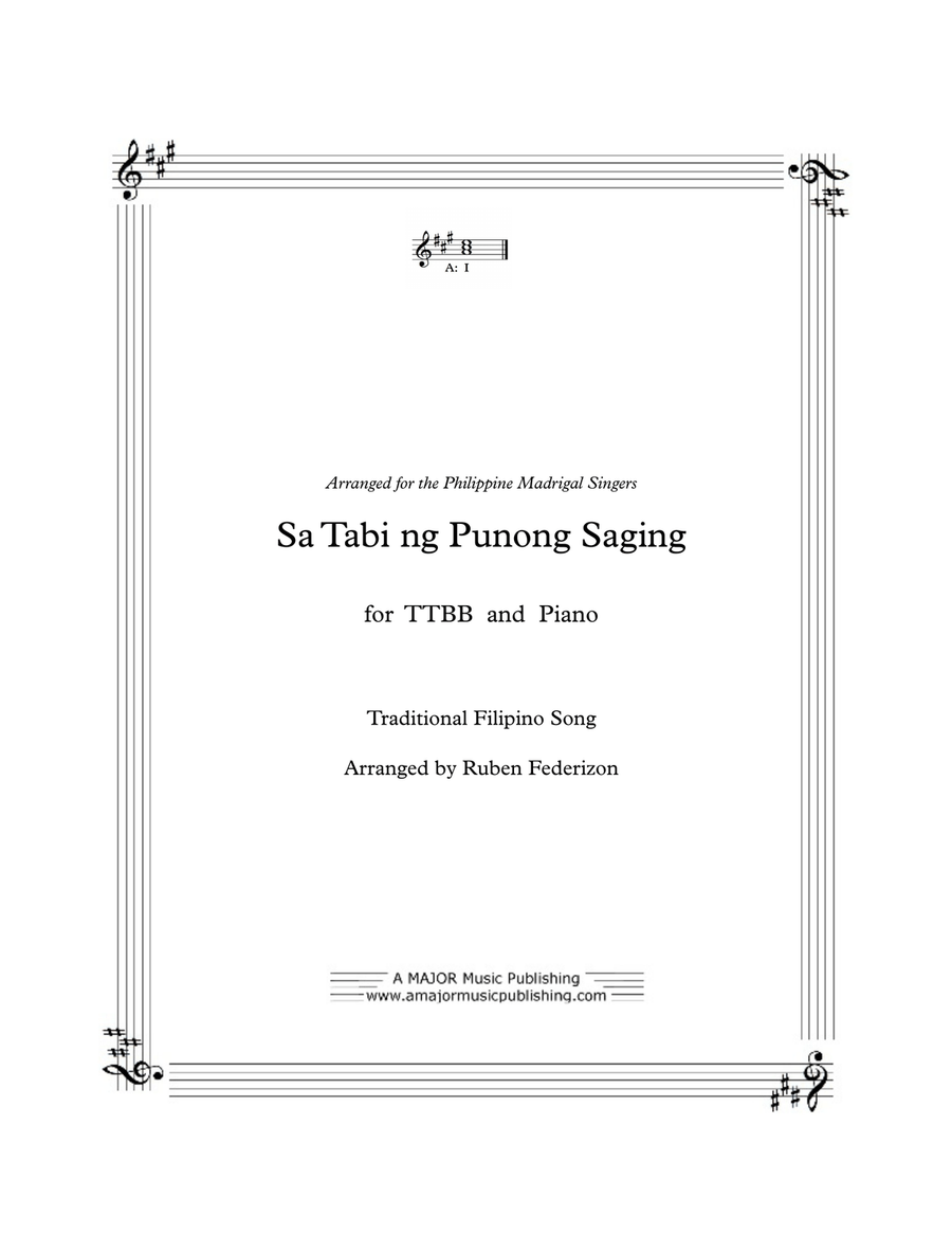 Sa Tabi ng Punong Saging. A Filipino traditional song. TTBB and piano TTBB scores gallery preview page 1