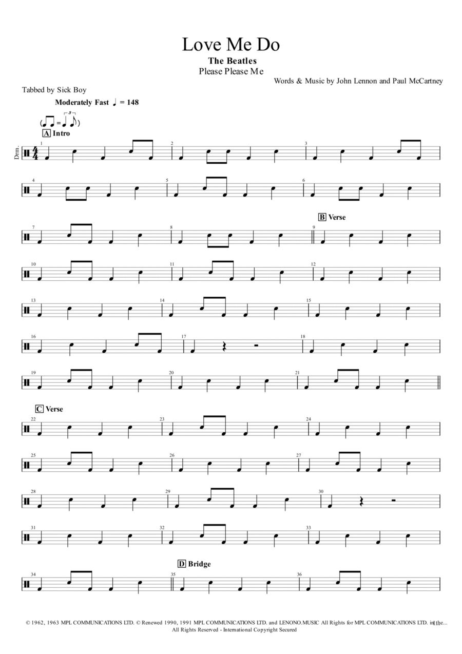 Love Me Do Love Me Do Drum Set scores gallery preview page 1