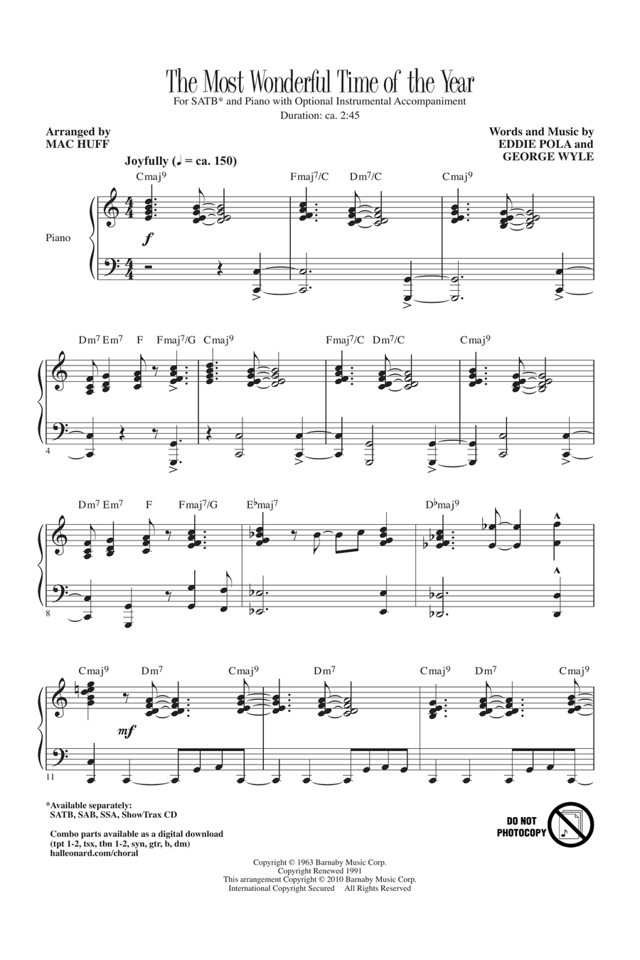 The Most Wonderful Time Of The Year 4-Part scores gallery preview page 1