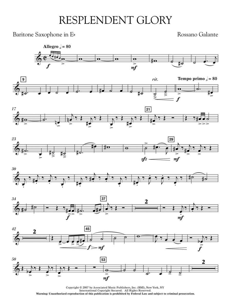 Resplendent Glory - Eb Baritone Sax Concert Band scores gallery preview page 1