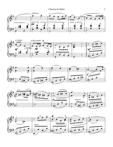 Chanson de Matin Op. 15 No. 2, for piano solo image number null