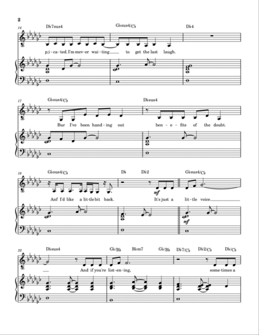 Little Voice - Main Title Theme Piano, Vocal, Guitar scores gallery preview page 3