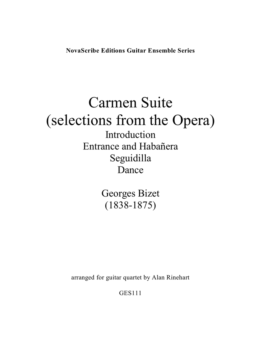 Carmen Suite (selections from the opera) arr. for guitar quartet Small Ensemble scores gallery preview page 2