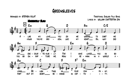 Greensleeves (English Traditional) - Lead sheet (key of F#m)