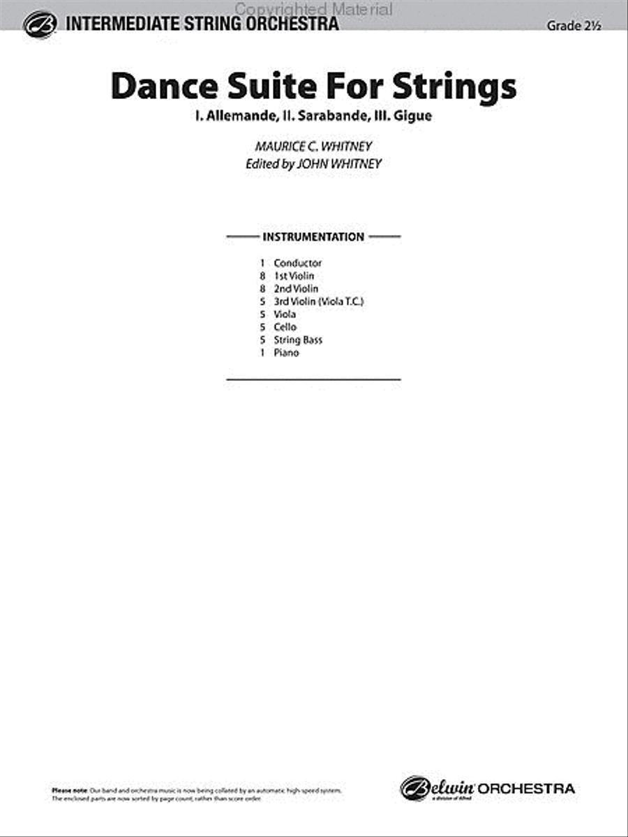 Dance Suite for Strings (I. Allemande, II. Sarabande, III. Gigue) String Orchestra scores gallery preview page 2