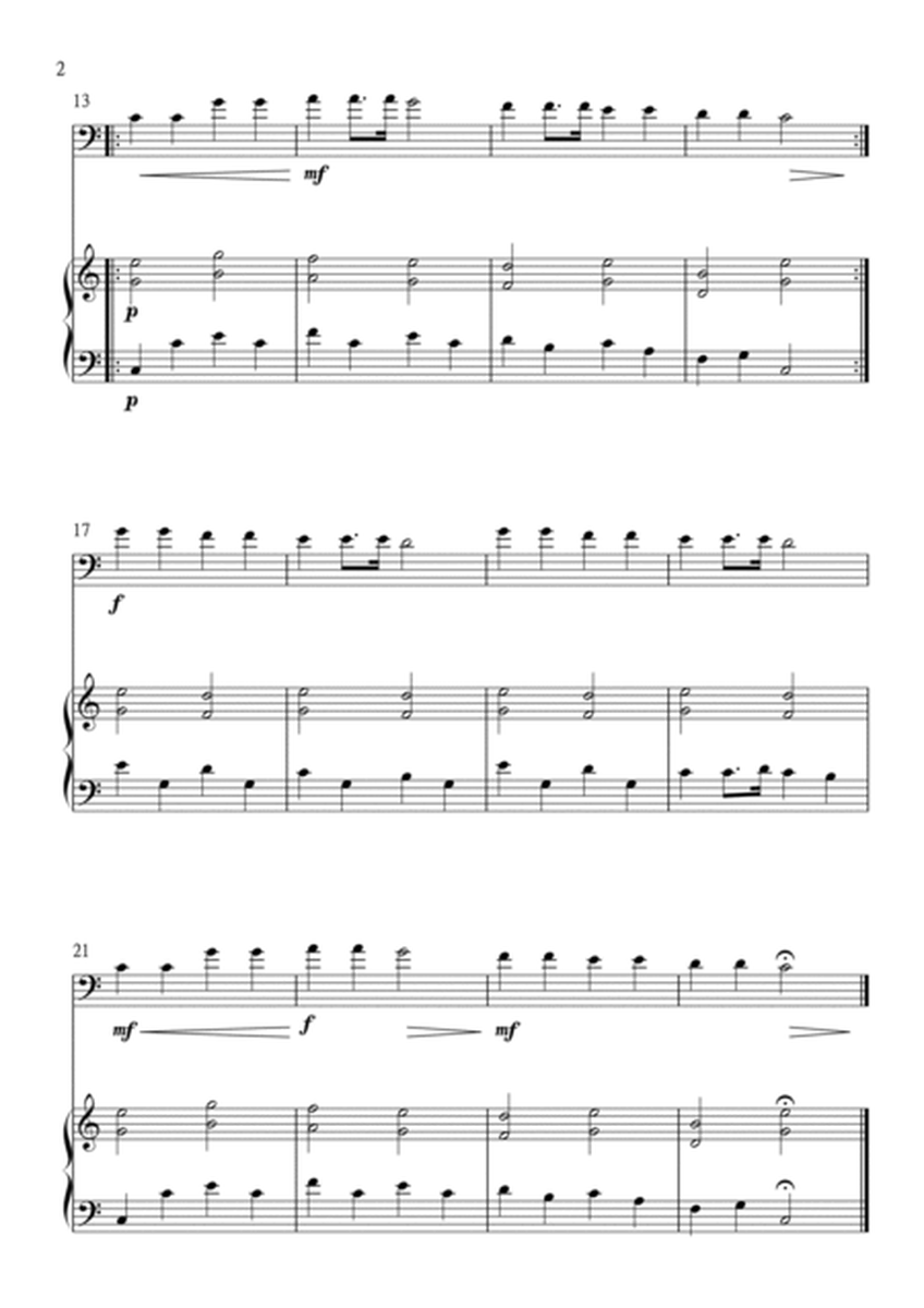 Twinkle Twinkle Little Star for Cello (Violoncello) and Piano in C Major. Very Easy. image number null