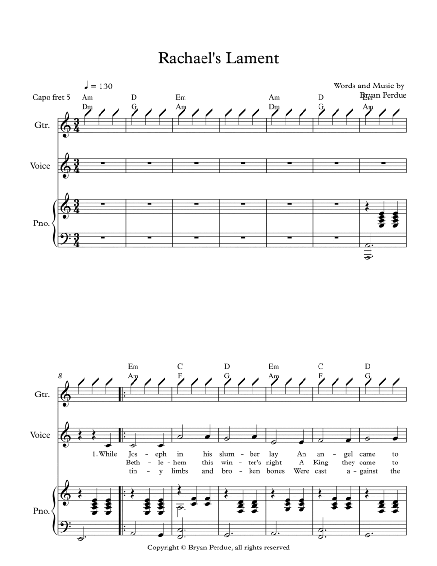 Rachael's Lament Acoustic Guitar scores gallery preview page 1