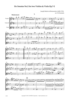 Six Sonatas No.2 for two Violins & Viola Op.7-2