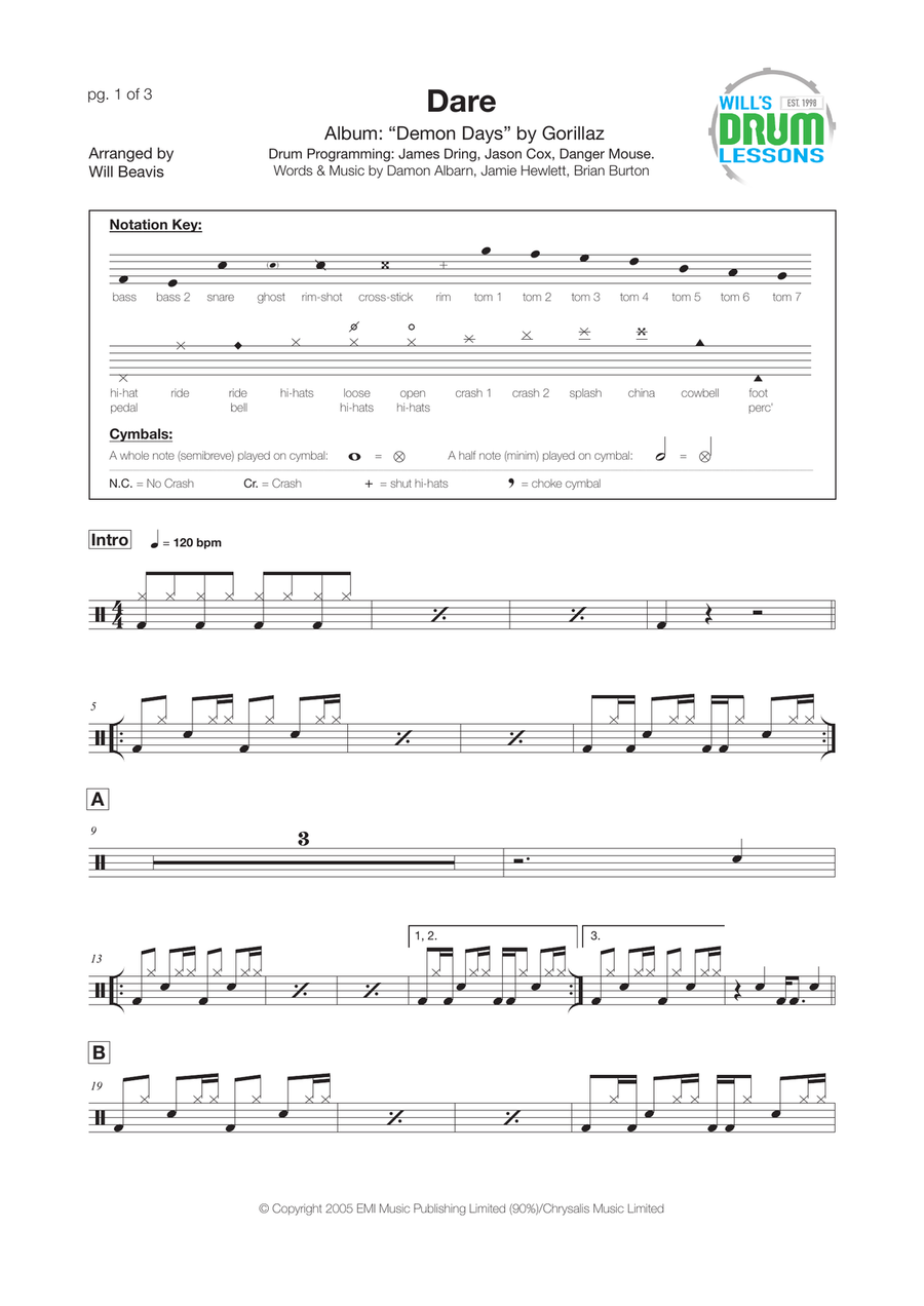 Dare Drum Set scores gallery preview page 1
