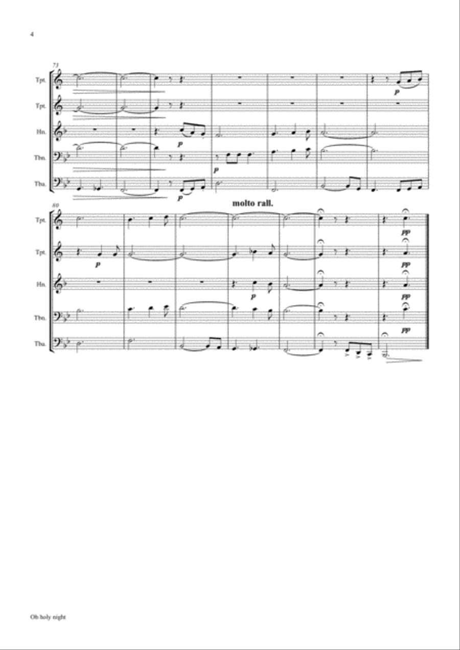Oh holy night - Cantique de Noël - Christmas Song - Brass Quintet Brass Quintet scores gallery preview page 5
