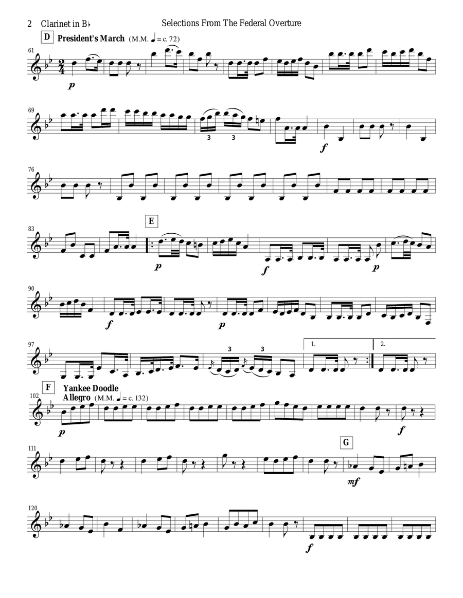 1794! Federal Overture for Flute and Clarinet Duet