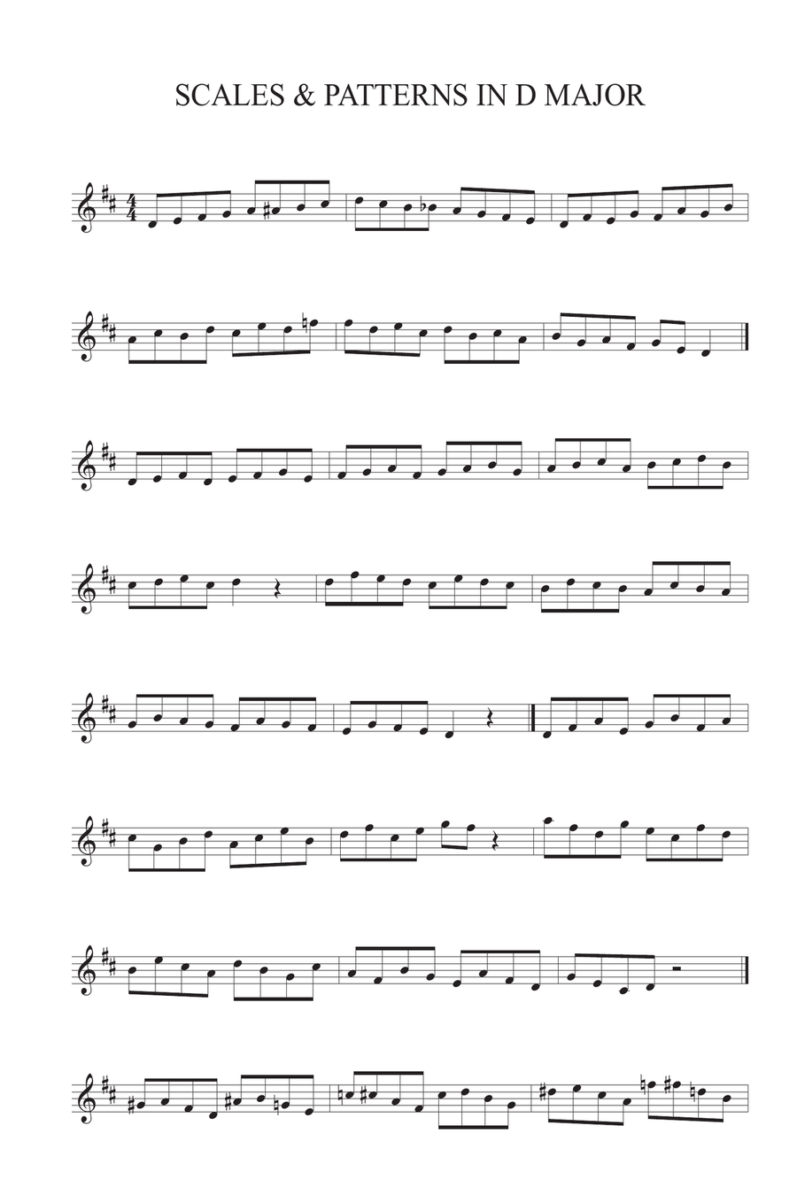 Jazzy scales and patterns in 12 keys - treble clef