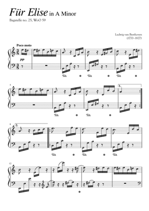 FUR ELISE (Beethoven Original) Piano Solo Classical Grade 4 - 5 with note names