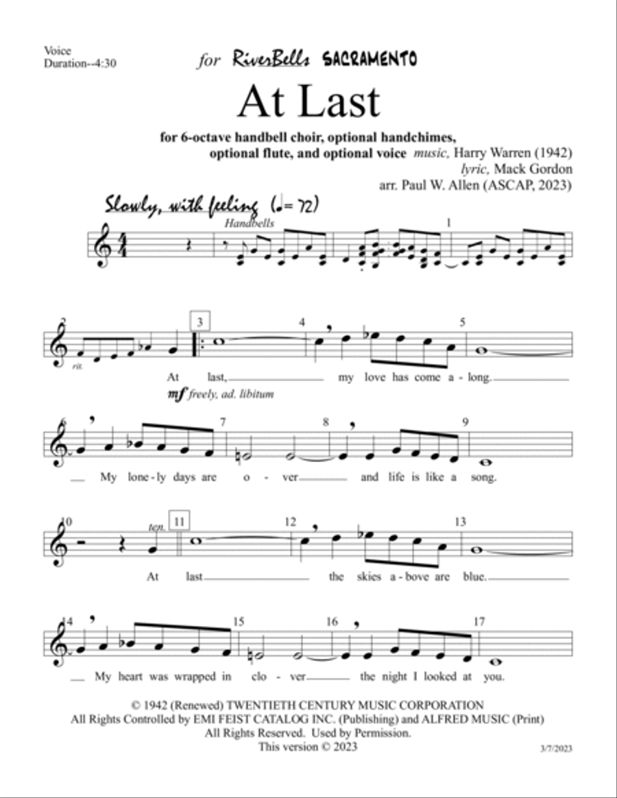 At Last At Last Unison Choir scores gallery preview page 2