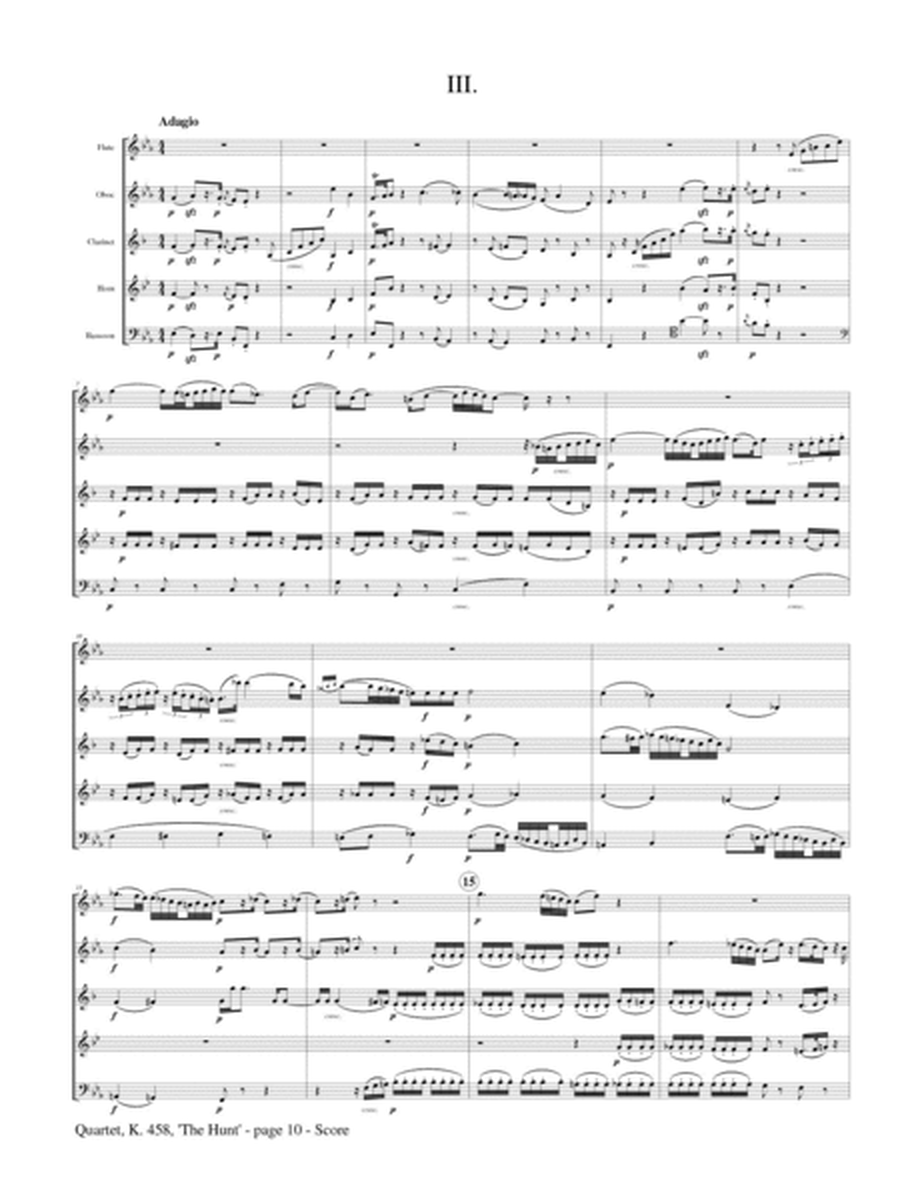 Quartet, K. 458 "The Hunt" for Wind Quintet