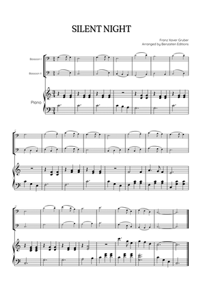 Silent Night for bassoon duet with piano accompaniment • easy Christmas song sheet music