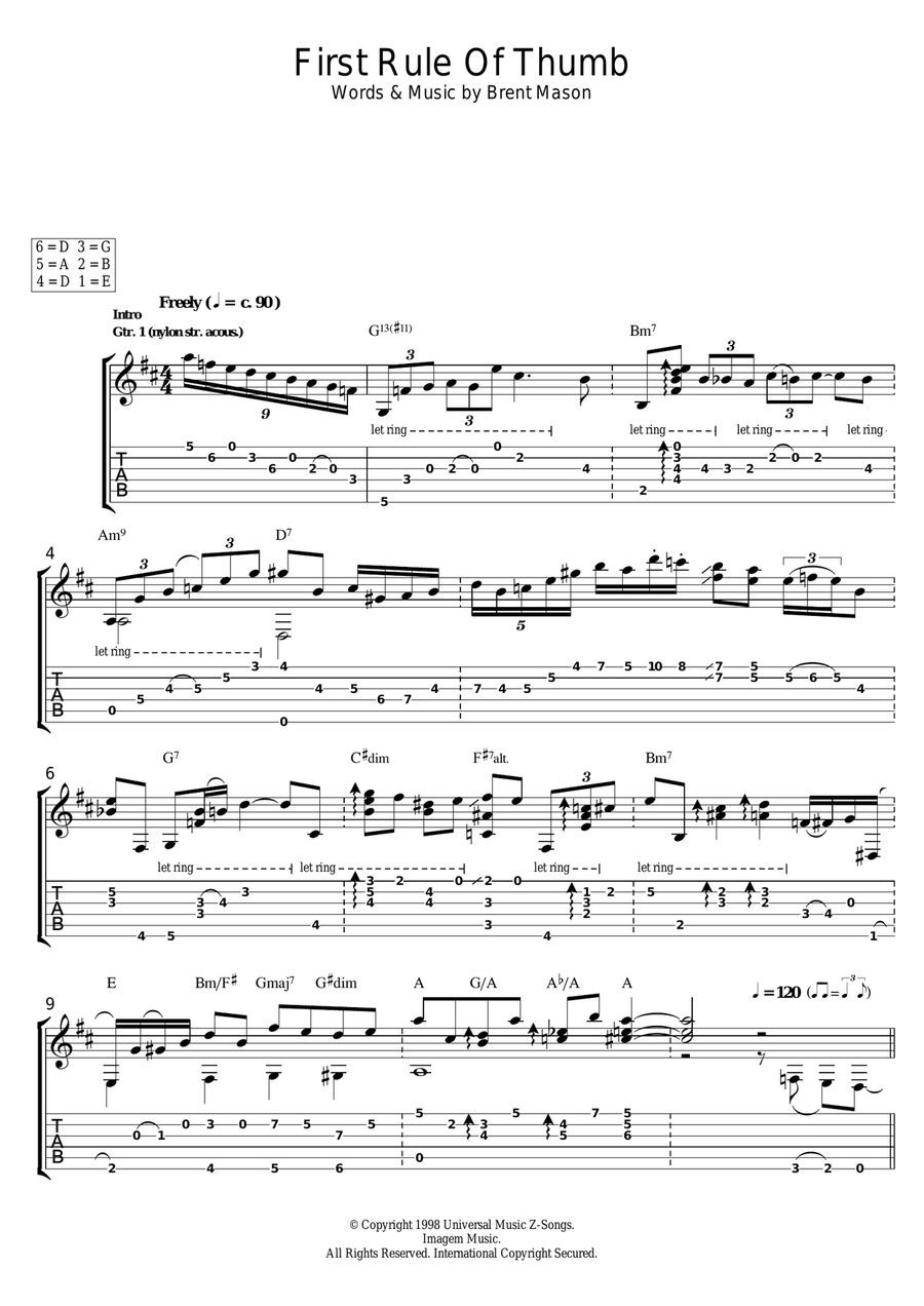 First Rule Of Thumb Guitar Tablature scores gallery preview page 1