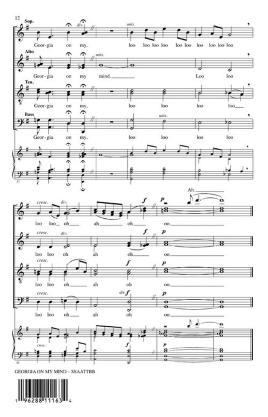 Georgia on My Mind Georgia on My Mind SSAATTBB scores gallery preview page 5