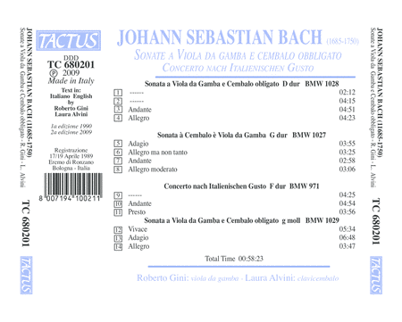 Bach: Sonate a Viola Da Gamba