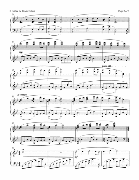 Il Est Ne Le Divin Enfant by Traditional - Piano Solo - Digital