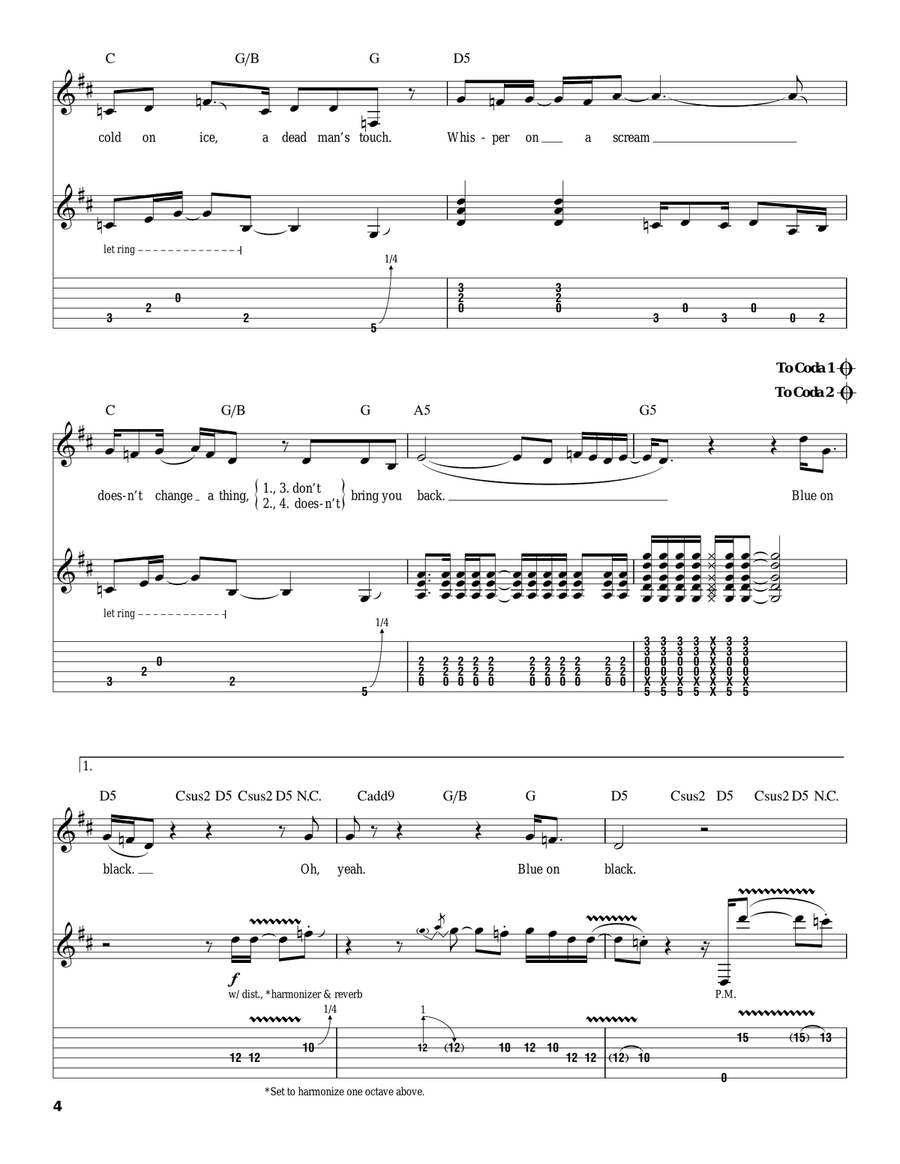 Blue On Black Acoustic Guitar scores gallery preview page 4