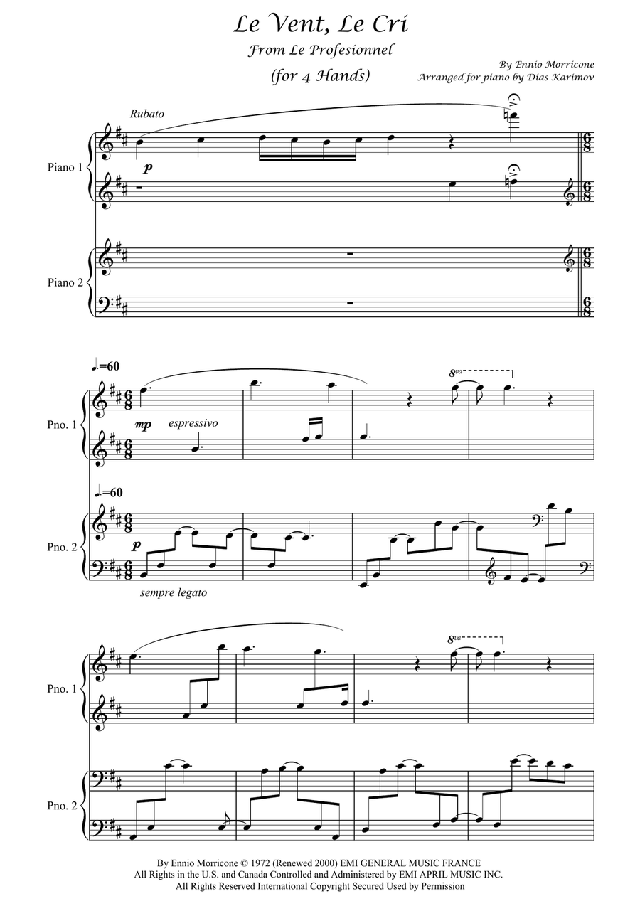 Le Vent, Le Cri Le Vent, Le Cri 1 Piano, 4-Hands scores gallery preview page 1