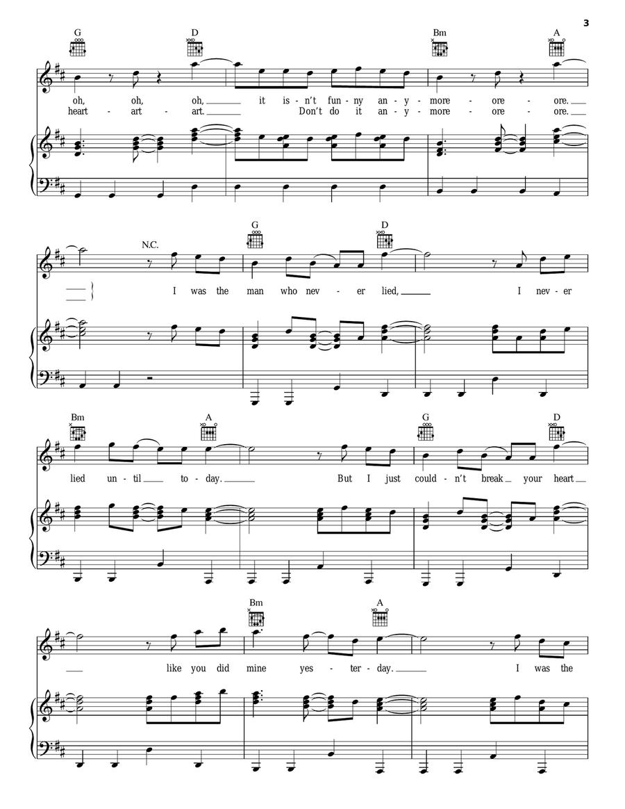 The Man Who Never Lied The Man Who Never Lied Piano, Vocal, Guitar scores gallery preview page 3