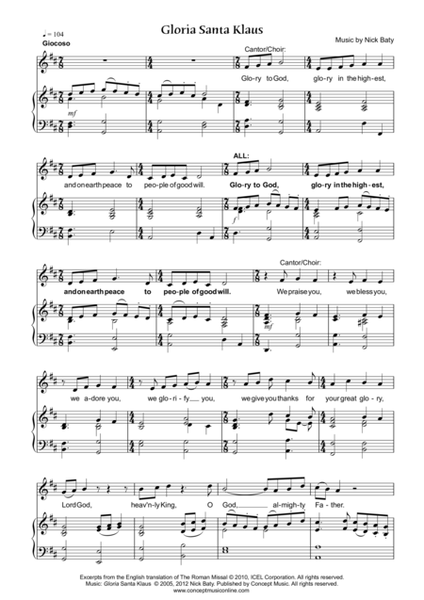 Gloria Santa Klaus (For cantor/choir, assembly and piano/organ)